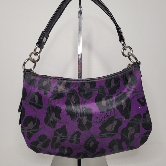 Coach Poppy Daisy Ocelot Purple Demi Hobo H1281-F20024 - Picture 2 of 9